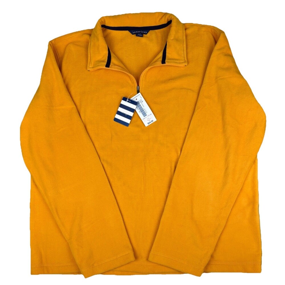 NWT Men's Cozy Fleece Lands End Zip Yellow Jacket L/42-44